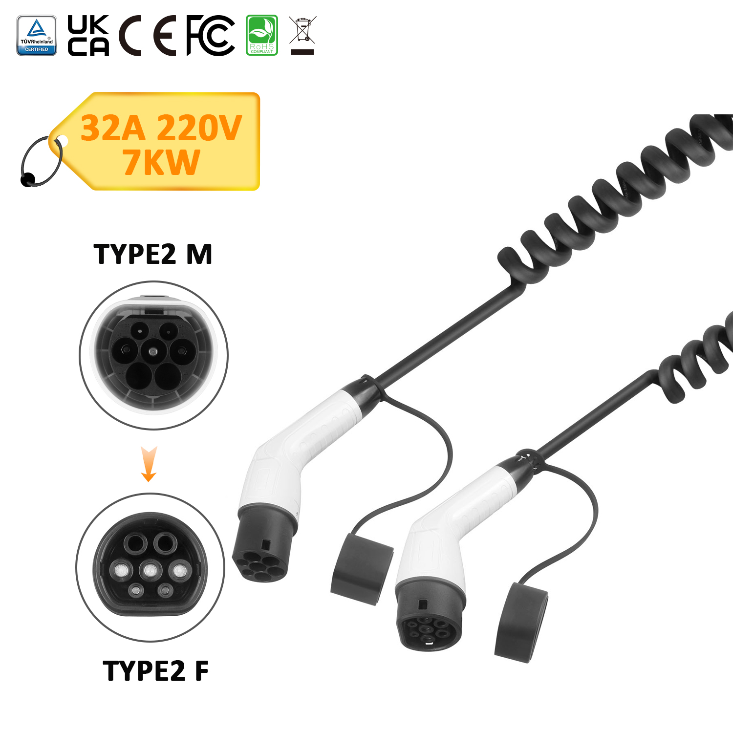 Type 2 EV Charging Cable for Efficient Electric Vehicle Charging