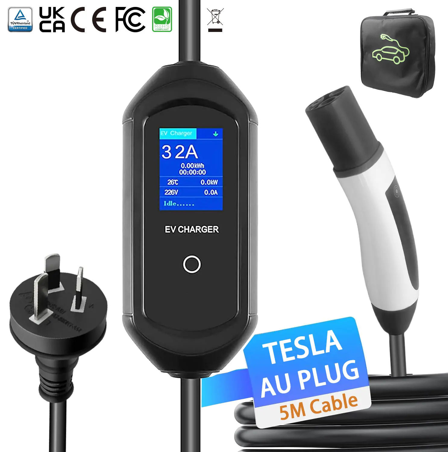 Tesla Portable EV Charger – Customizable, High Performance, Flame Retardant (4)ymv