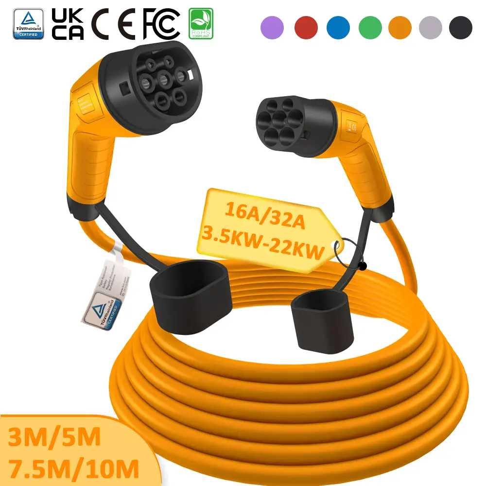 Stylish Type 2 EV Charging Cable – Vibrant Colors, Customizable, Certified