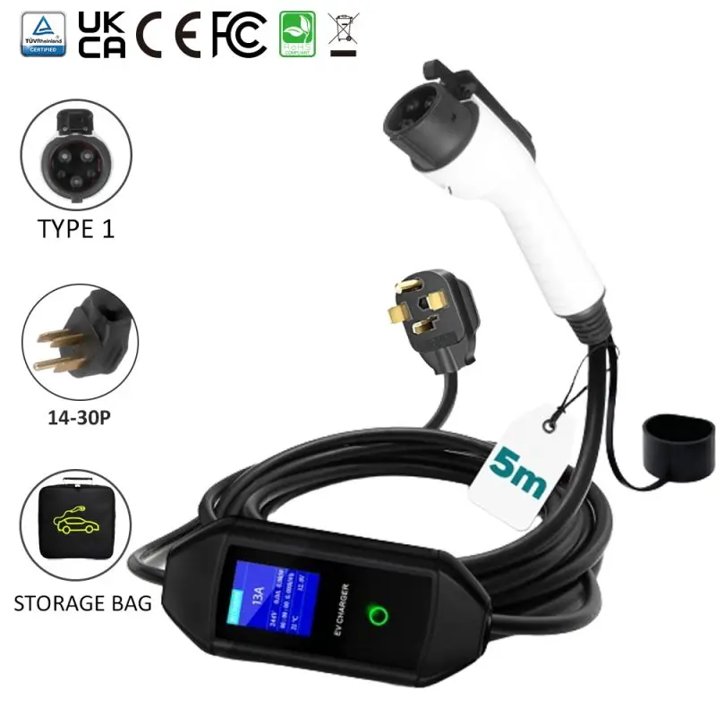 Type 1 J1772 Portable EV Charger – Dual Mode Charging Solution