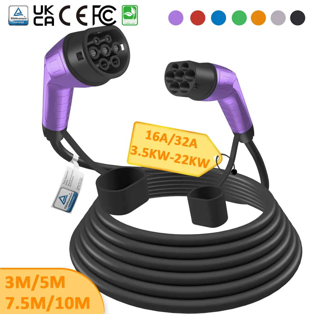Type 2 to Type 2 EV Charging Cable – Now with 6 Stunning Color