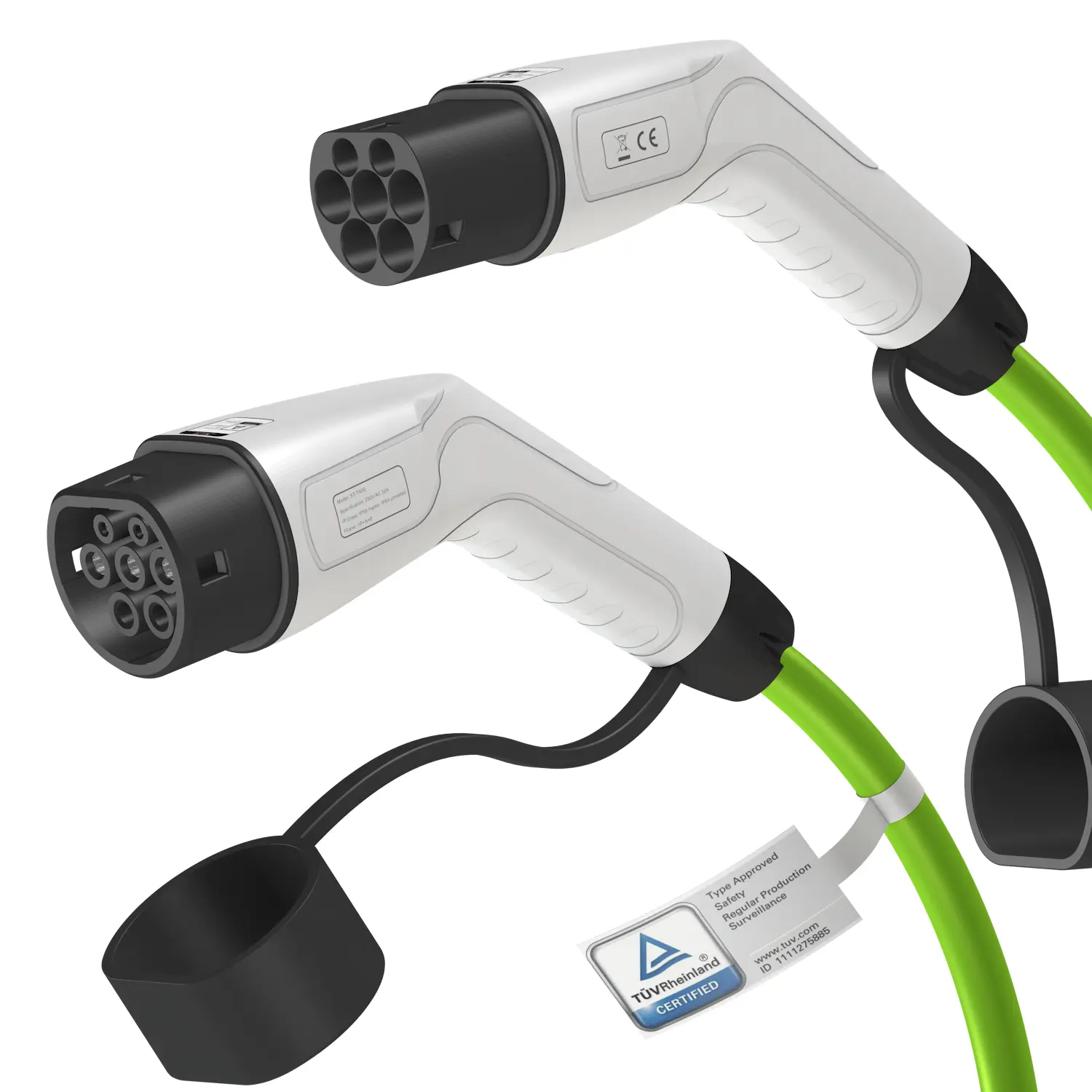 Type 2 EV Charging Cable with White Gun Head and Green Cable (2).jpg