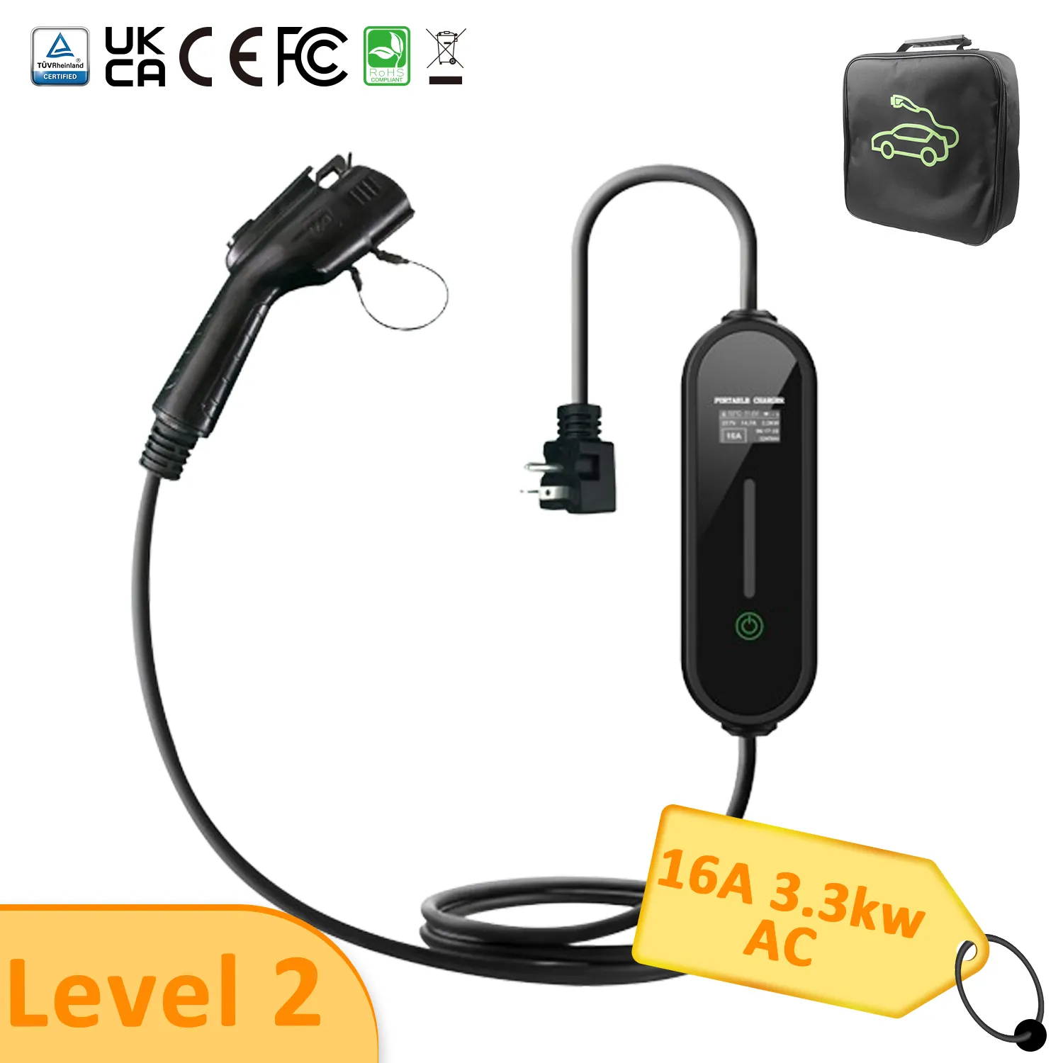 Type 1 Portable EV Charger with Screen Display