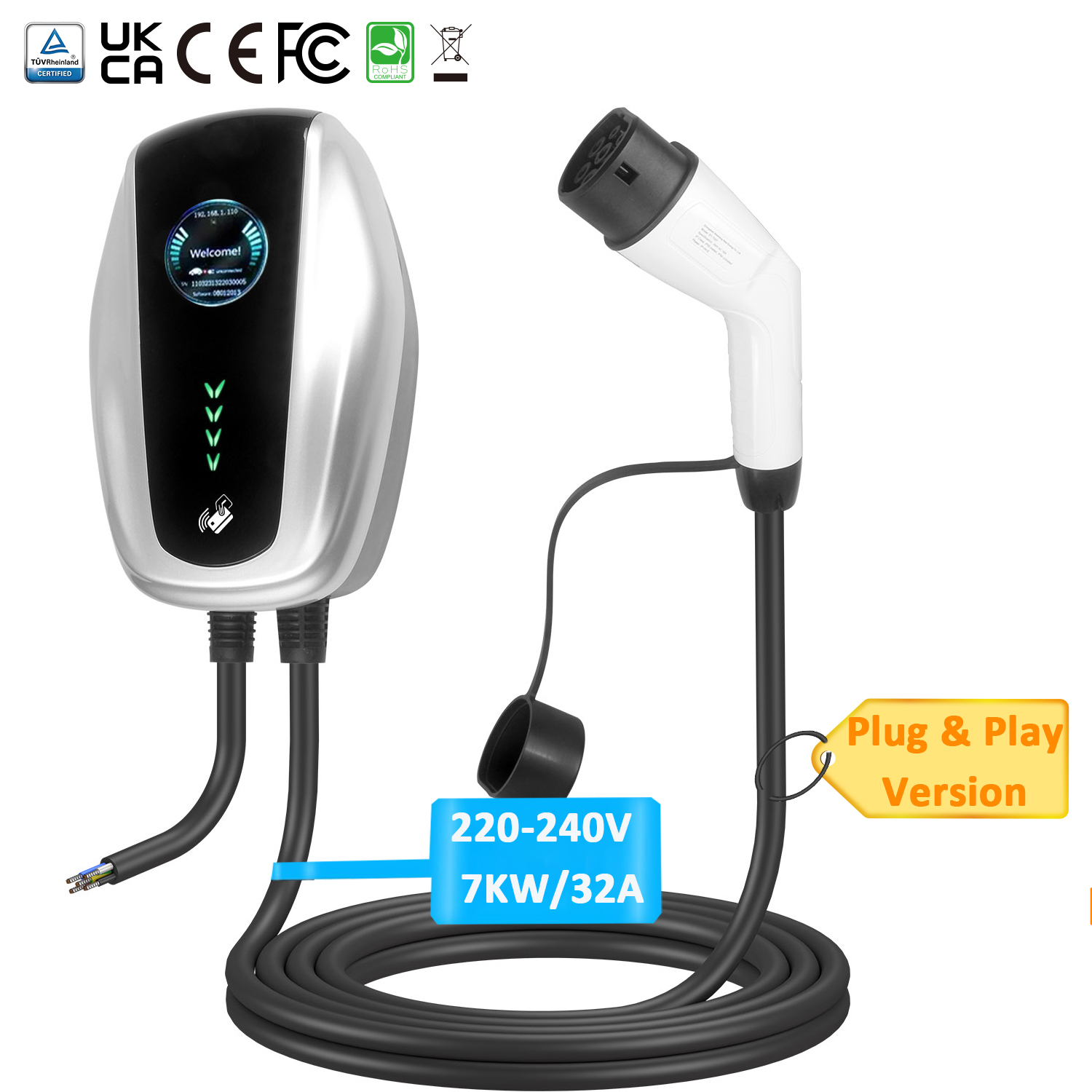 Type 2 Wallbox EV Charging Station - 7KW Electric Vehicle Charging Solution