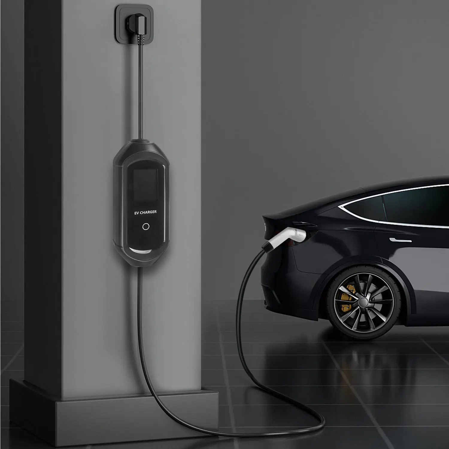 Portable Electric Car Charger with Large Screen Display AU Plug 16A 3.5KW