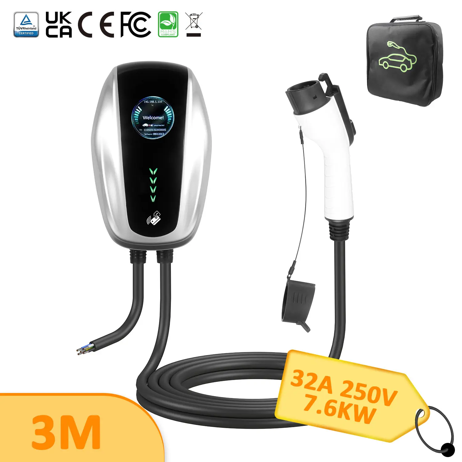 7KW J1772 Wallbox EV Charging Station for Electric Vehicles