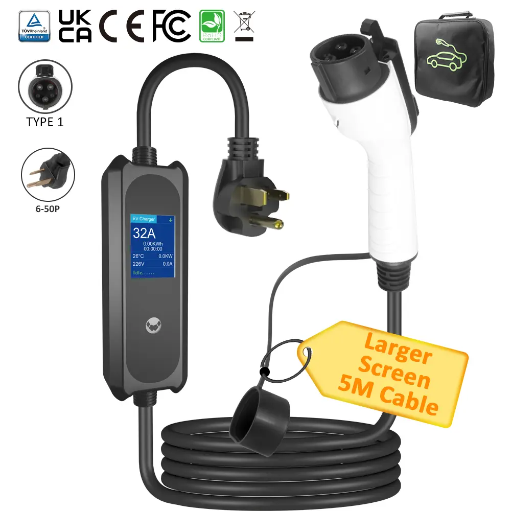 High-Performance Type 1 Portable EV Charger - 3.5KW & 7.6KW Options