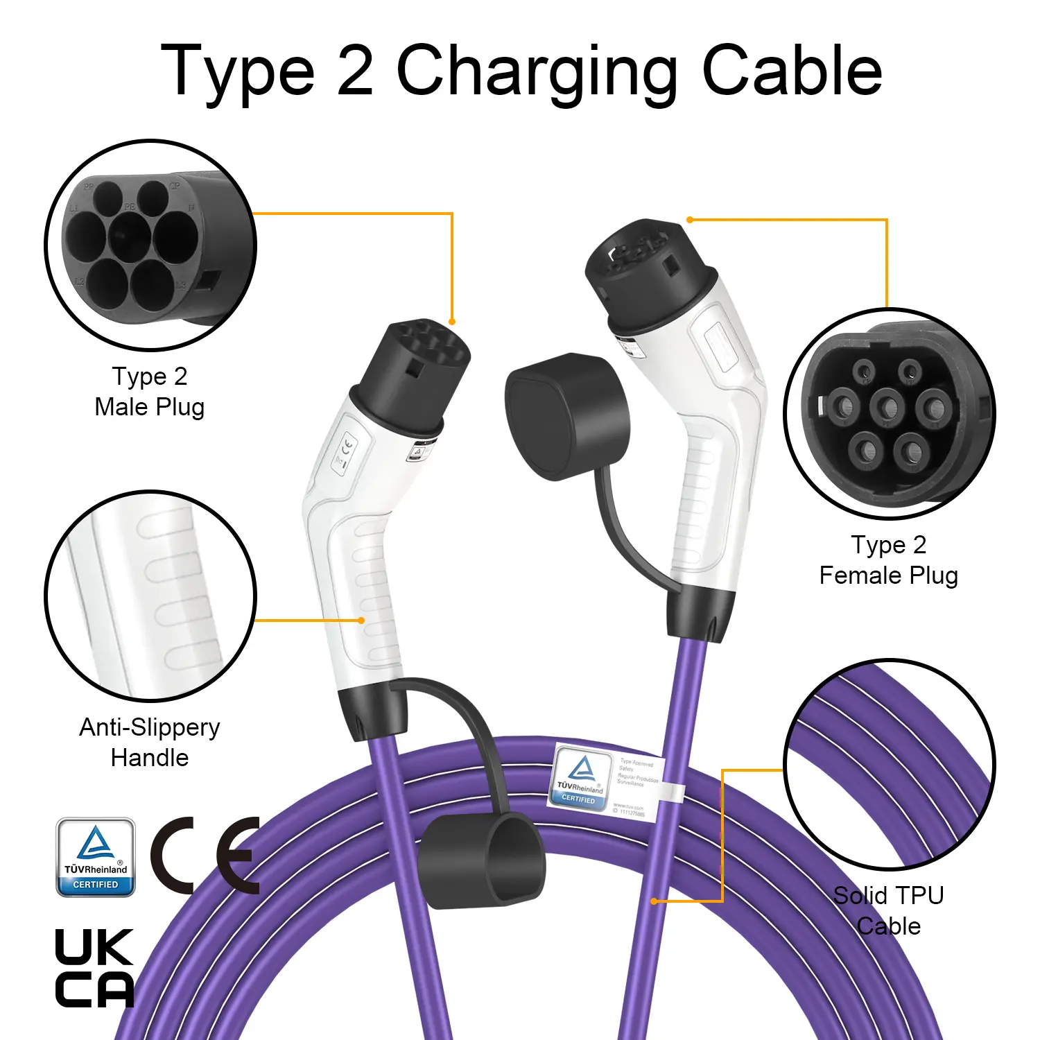 Customizable Type 2 EV Charging Cable for Electric Vehicles (4)6mr