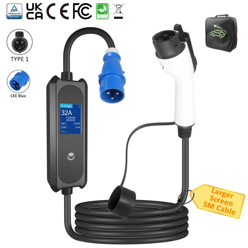 CEE Plug 5M Cable Adjustable Current Mobile EV Charging Station