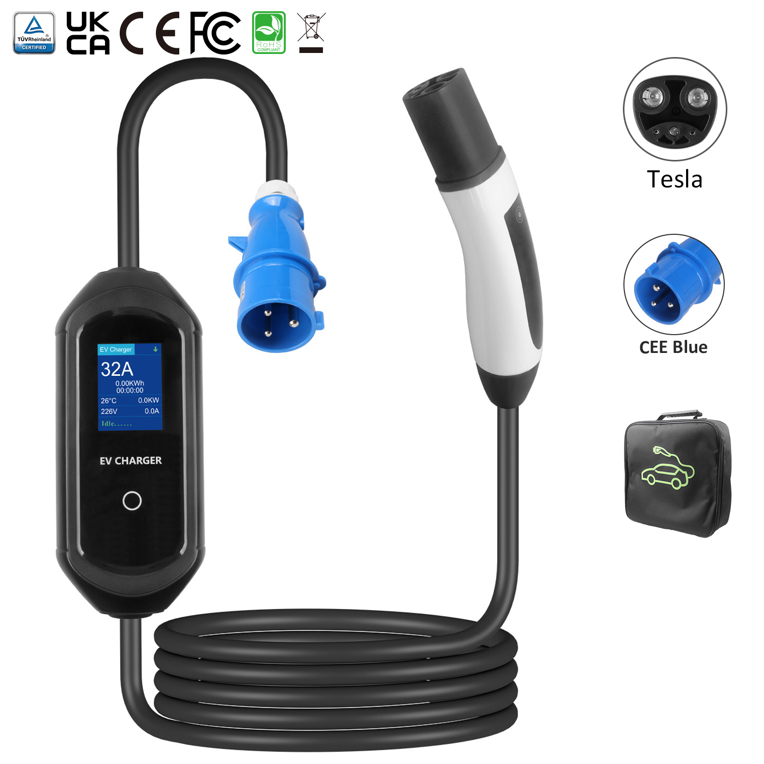 Tesla Portable EV Charger – Customizable, High Performance, Flame Retardant (5)2or