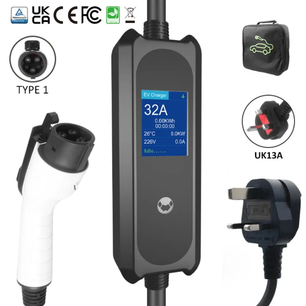 UK Plug Home Outdoor Level 2 Mobile Electric Vehicle Charger